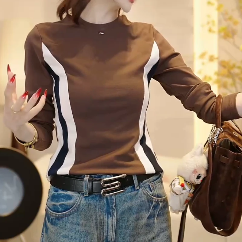 【时髦攻略】2025早秋新款修身显瘦拼接轻职风T恤LK2505557