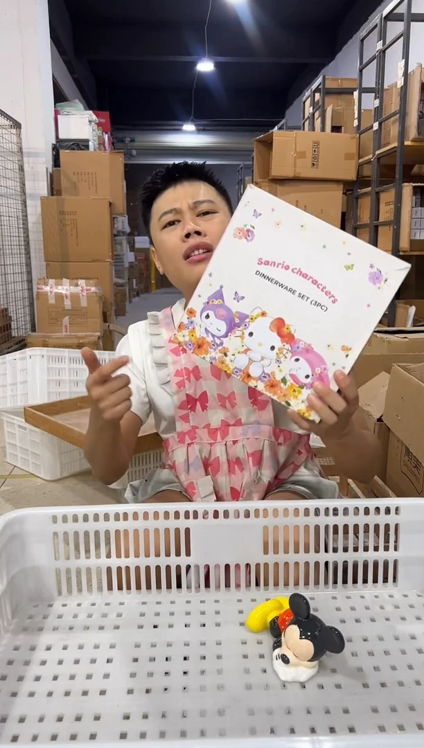 瓷片原盒三利鸥餐具3件套