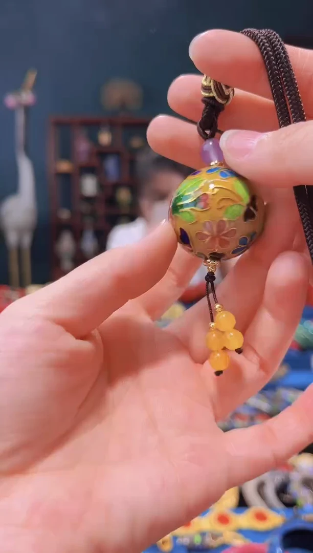 【闪购商品】景泰蓝3.0大珠子+链子 黄色