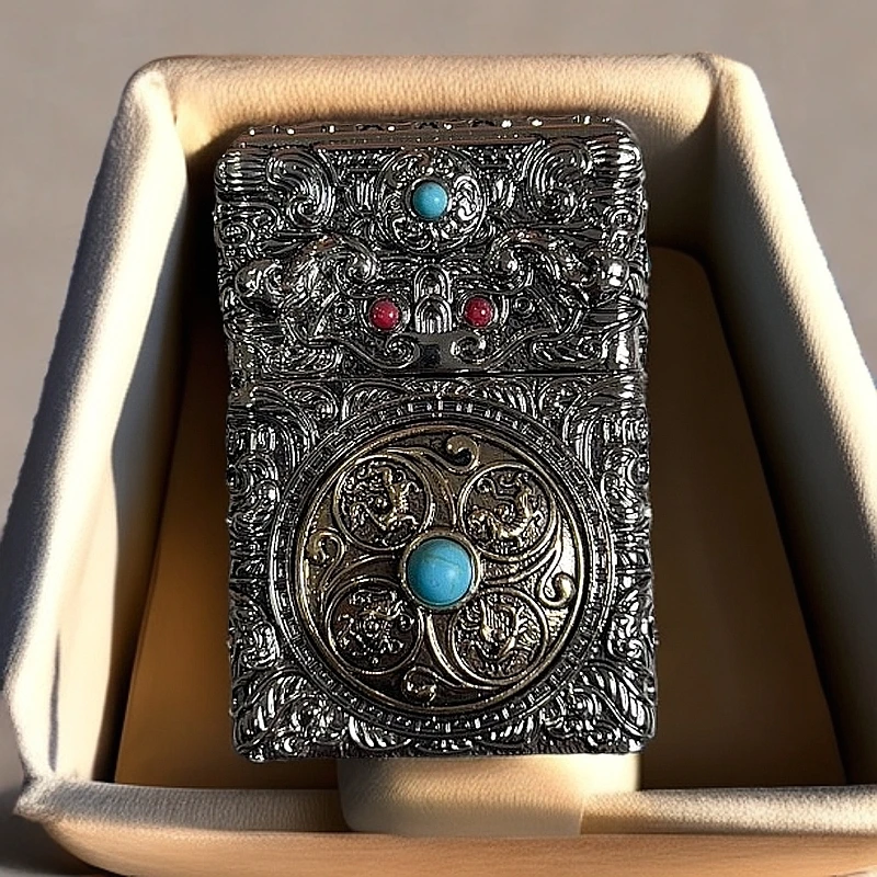 【CF1296】49-首领云纹四象创意转盘打火机(自行加油)-火花优品