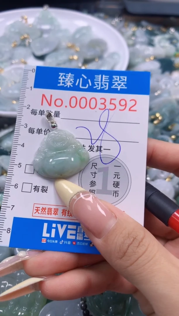 翡翠未镶嵌颈饰含绳0003592