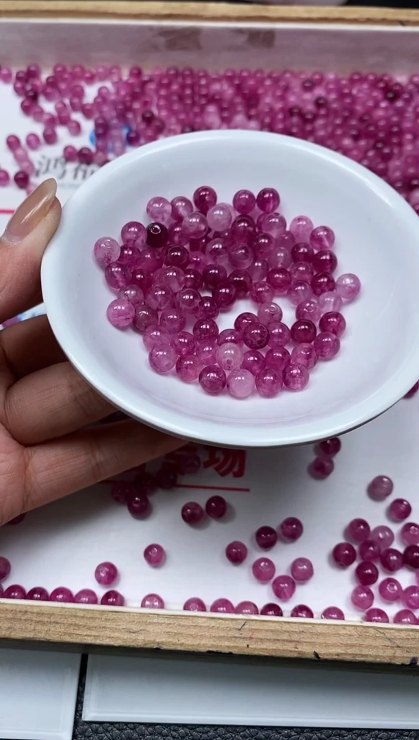 散珠未镶嵌碧玺D305 玫红碧玺6mm30个8.8元