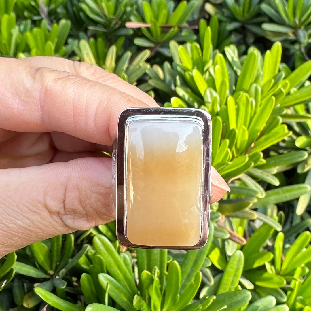 和田玉糖白戒指裸石28