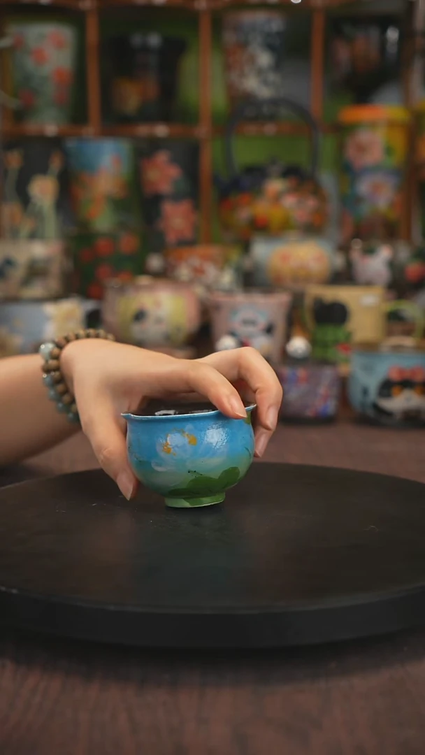 紫砂油画手绘釉下彩