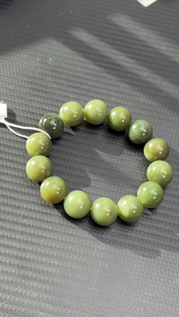 未镶嵌手串和田玉若羌微色差糖青黄口卡15手串