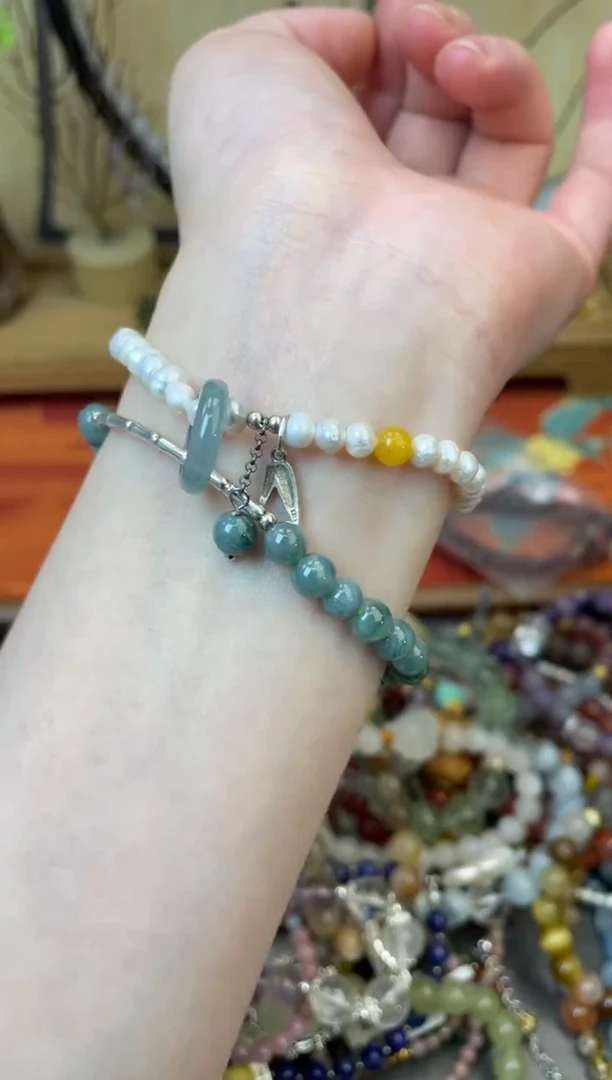 【闪购商品】翡翠手饰银S925镶嵌305手串