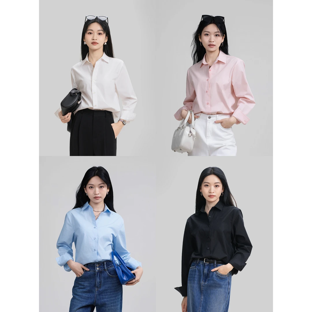 【大柒】【蜜蜂】1759/0151柒量一裁小个子多色长袖衬衫女士气质上衣