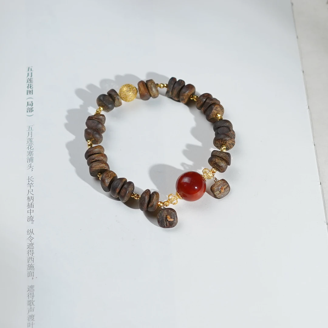【晨绯】南红*手串*18k金镶嵌（备注手围）