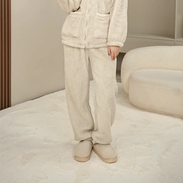 【暖暖家居】2025时尚保暖加厚男女同款小熊带帽睡裤