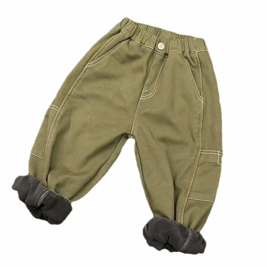 【现货断码清版】韩版儿童加绒加厚裤子时尚百搭洋气男女童儿童