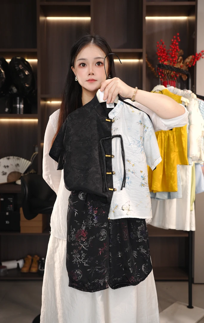 2025上新季夜色竹林系列立领短袖套童装高定设计师系列25549