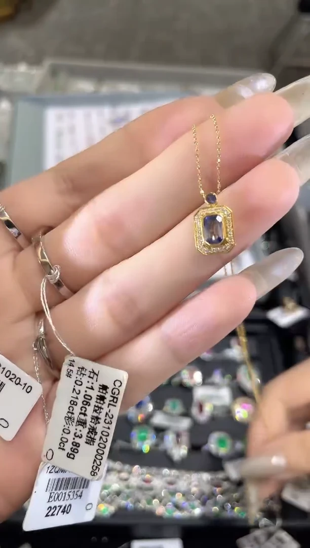 项链蓝宝石18K金镶嵌YB
