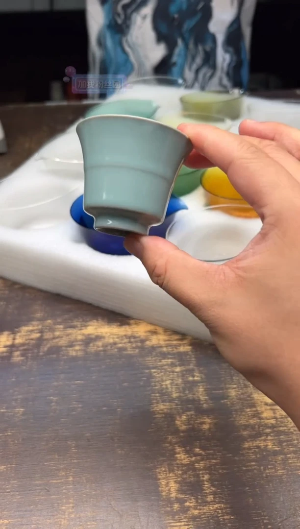 九道汝窑竹节杯、、