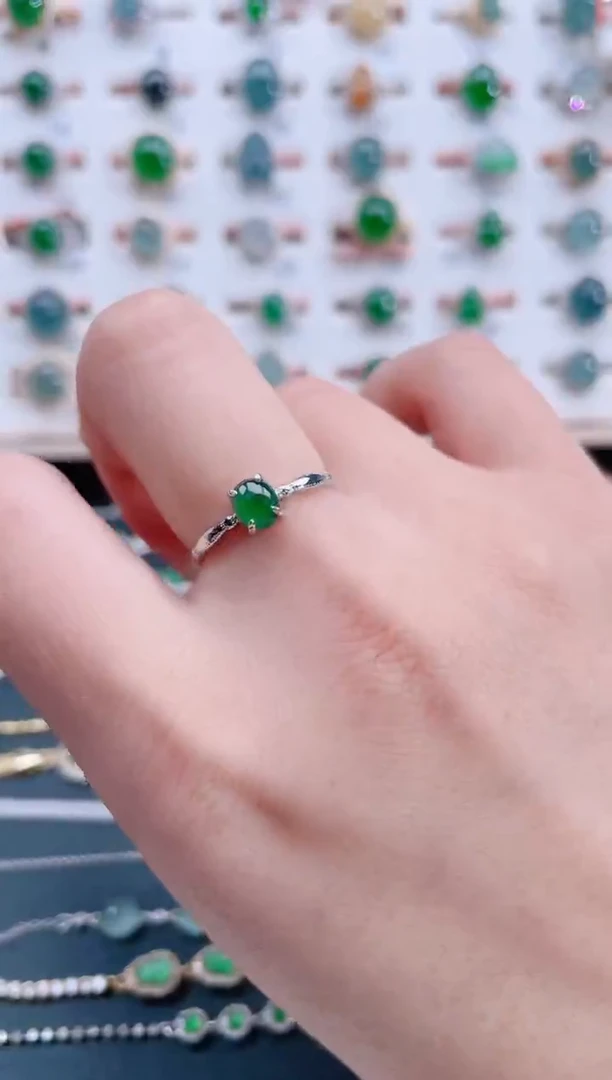 银S925镶嵌戒指翡翠天然翡翠