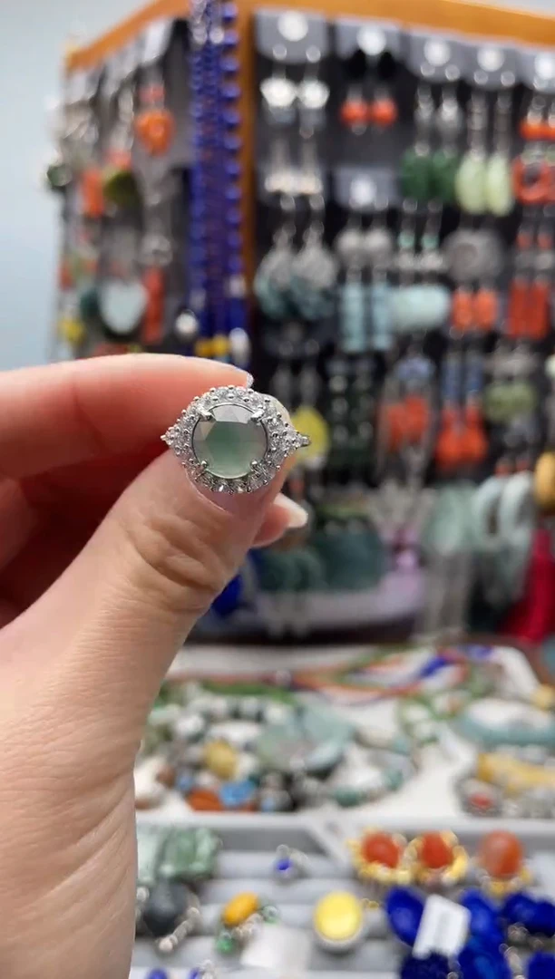 【闪购商品】翡翠戒指银S925镶嵌饰品