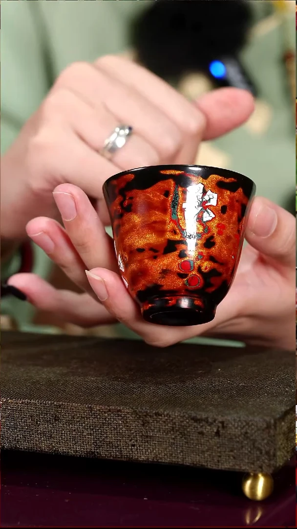 姹寂风蛋壳镶嵌一口杯-太古大漆