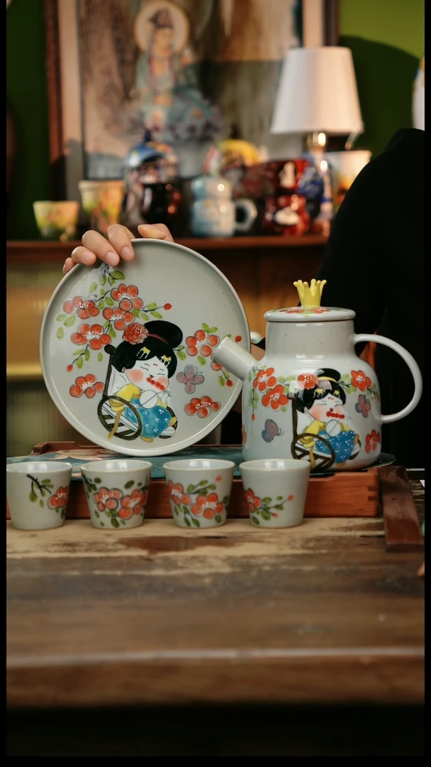 瓷片景德镇纯手工釉下彩精品茶具