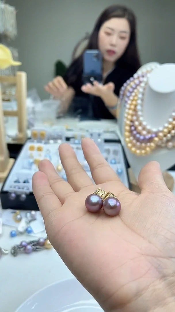 未镶嵌吊坠淡水珍珠紫色系m豆吊坠13mm