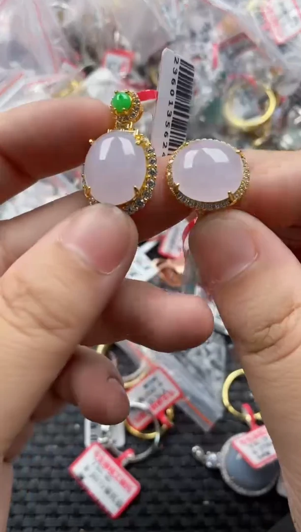 银S925镶嵌戒指翡翠555    9