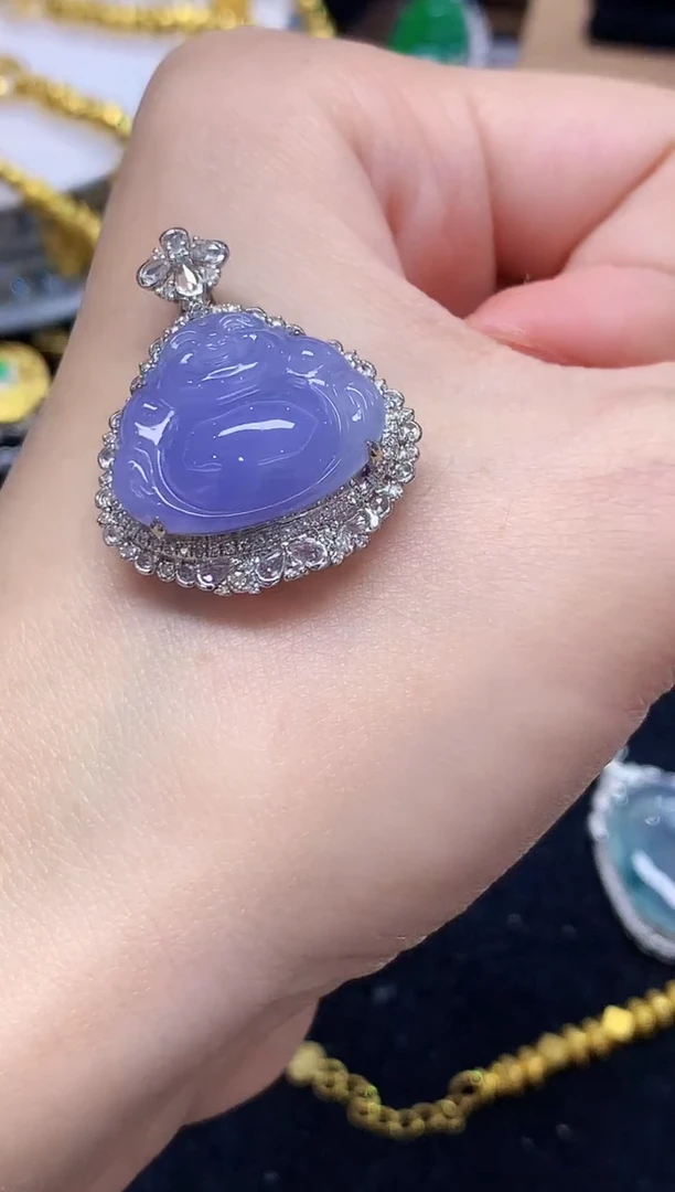 吊坠(不含链)18K金镶嵌翡翠LL多样性发其一