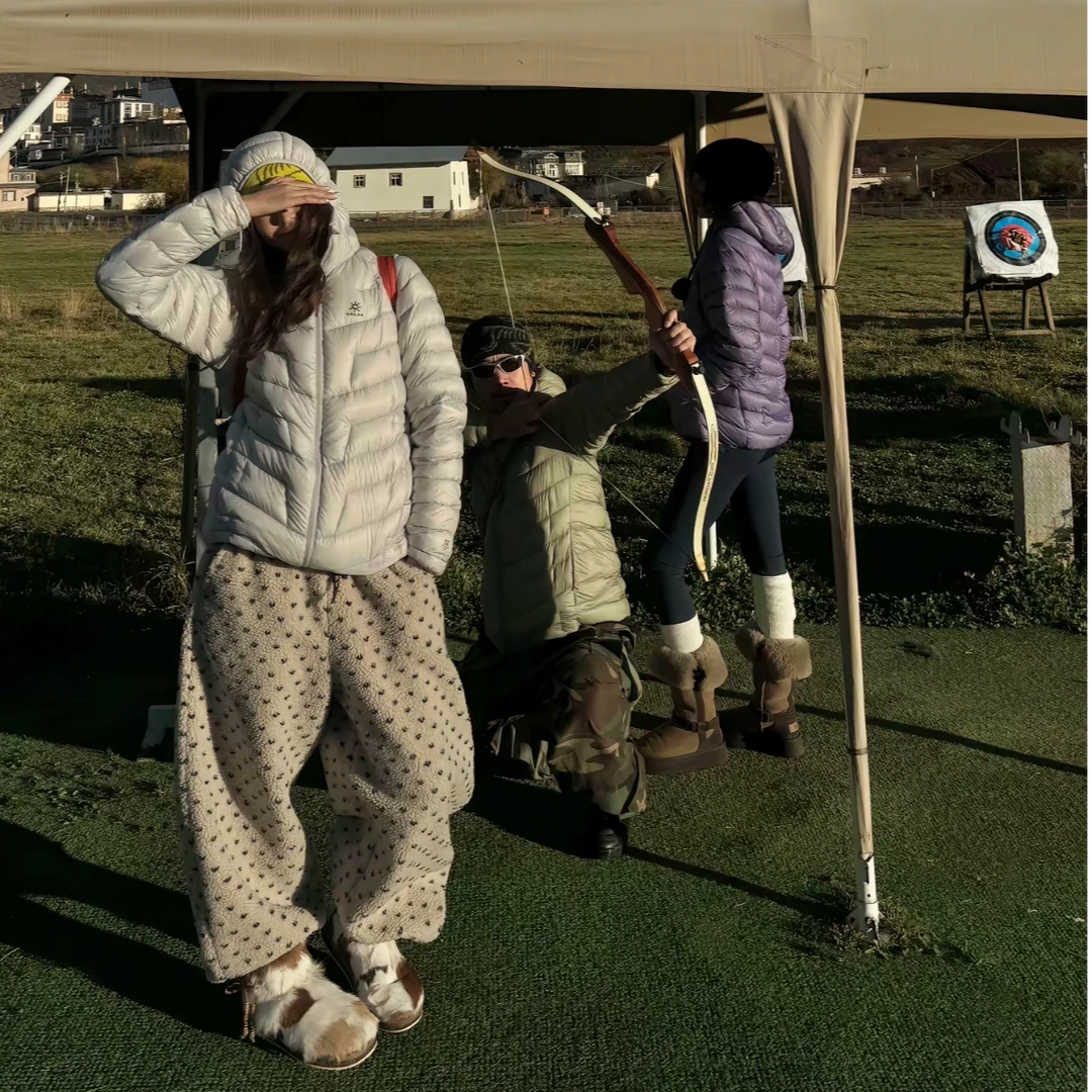 秋冬加厚550g摇粒绒刺绣织带宽松显瘦香蕉裤松紧腰休闲裤 82230