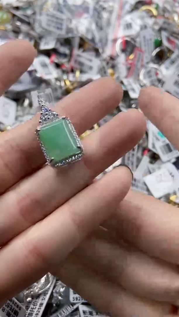 银S925镶嵌戒指翡翠12 12  12   1