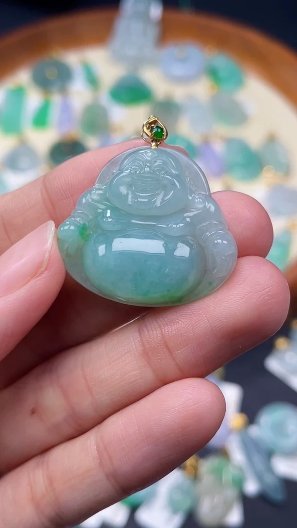 【闪购商品】翡翠颈饰18K金镶嵌佛公