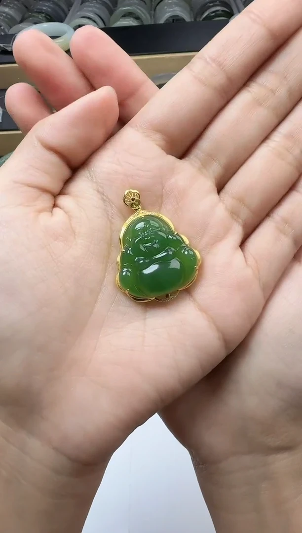 【闪购商品】和田玉颈饰18K金镶嵌佛公YY