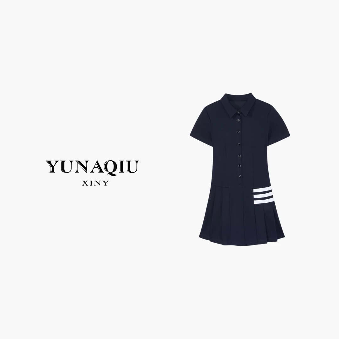 YUNAQIU-气质简约时尚休闲百搭女士短袖连衣裙-9417