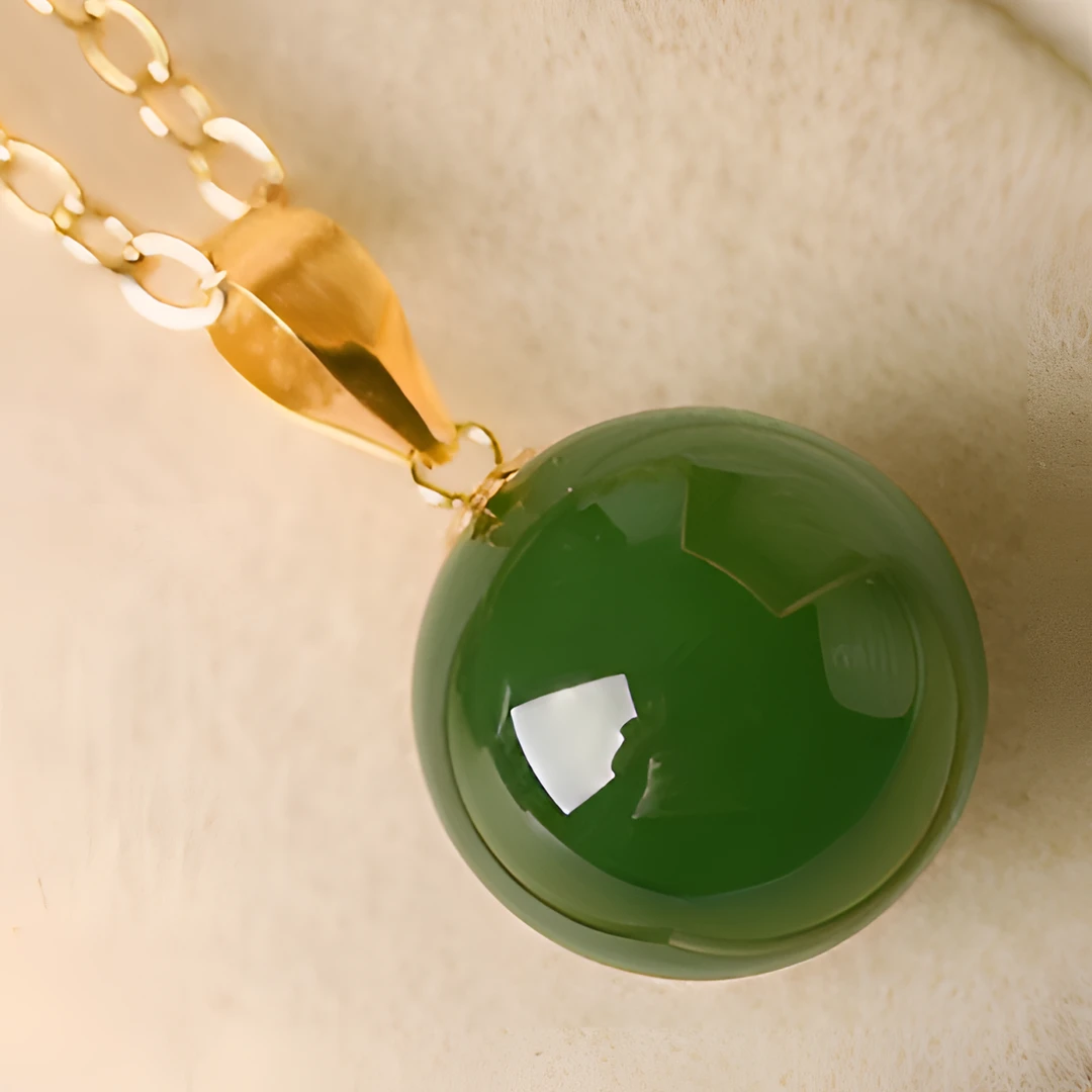 钛钢项链 满绿圆珠吊坠女款高级感单珠妈妈百搭饰品锁骨链绿色