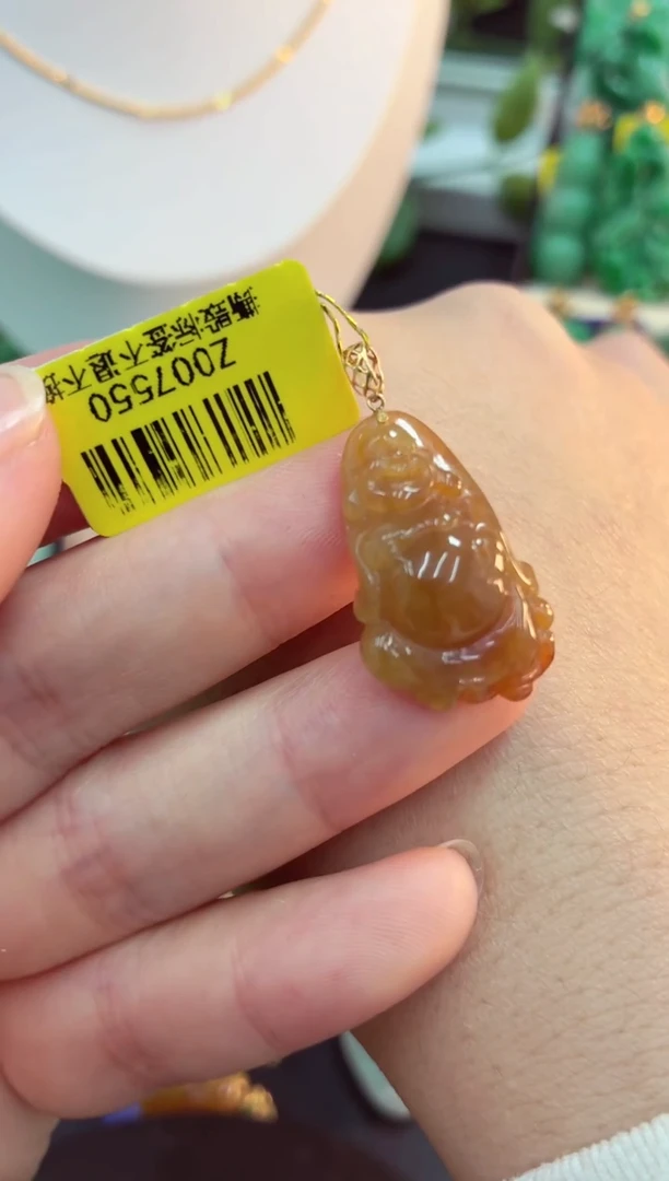 吊坠(不含链)18K金镶嵌翡翠挂件