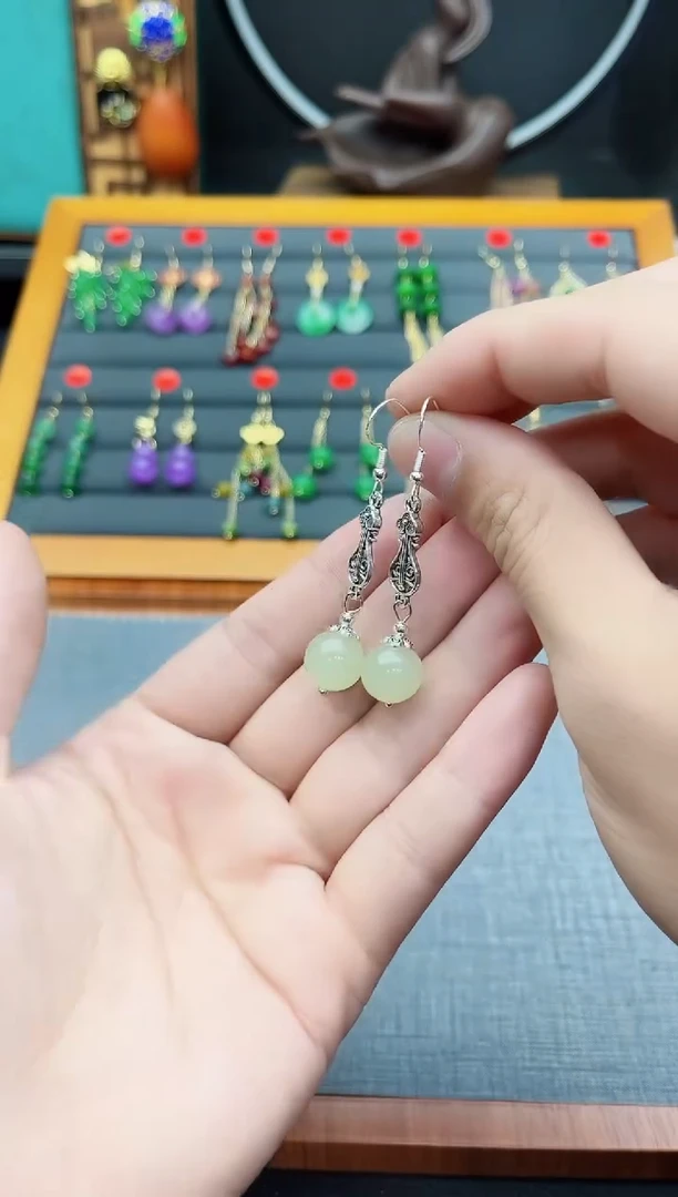 【闪购商品】玛瑙/玉髓耳钉银S925镶嵌211000