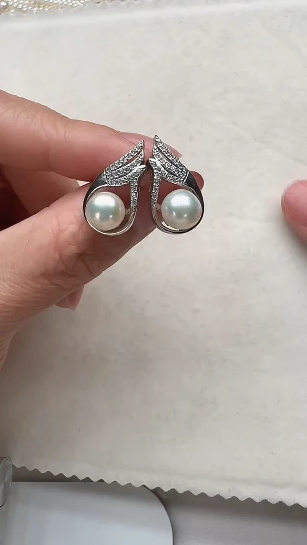 合金淡水珍珠耳饰天使