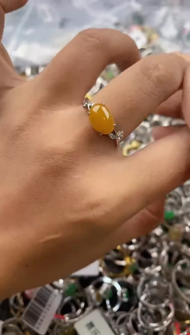 银S925镶嵌戒指翡翠777---4