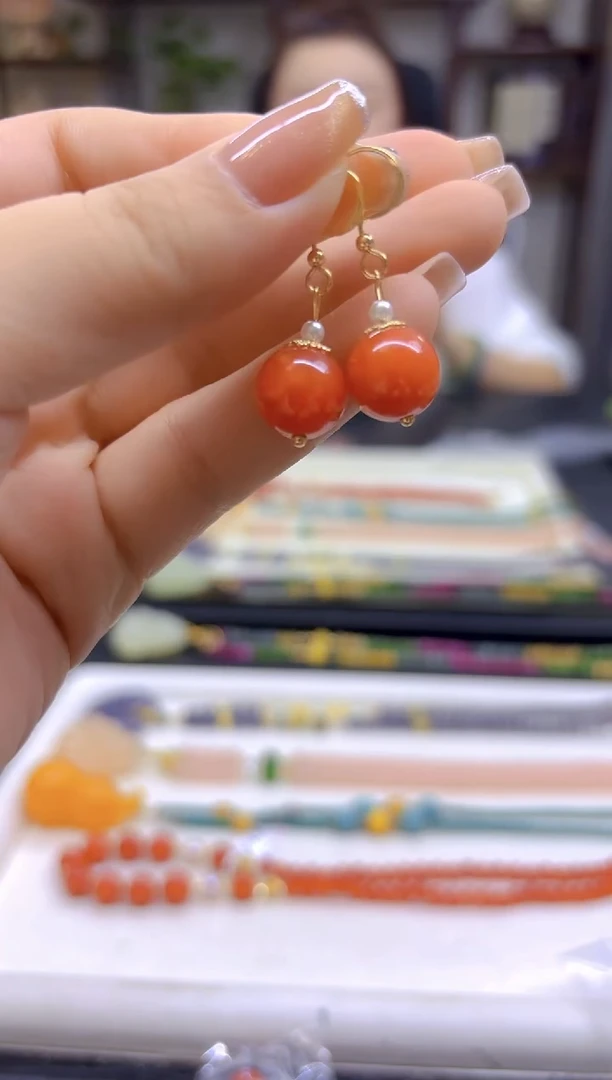 翡翠14K金镶嵌耳饰DIY款E827