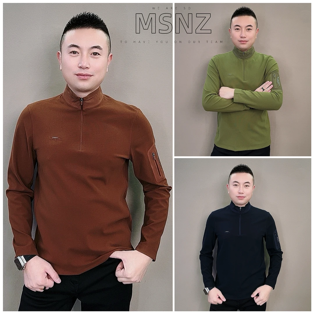 【1311】秋冬新品男士高端半寸领T恤拉链百搭时尚高端轻奢高品质