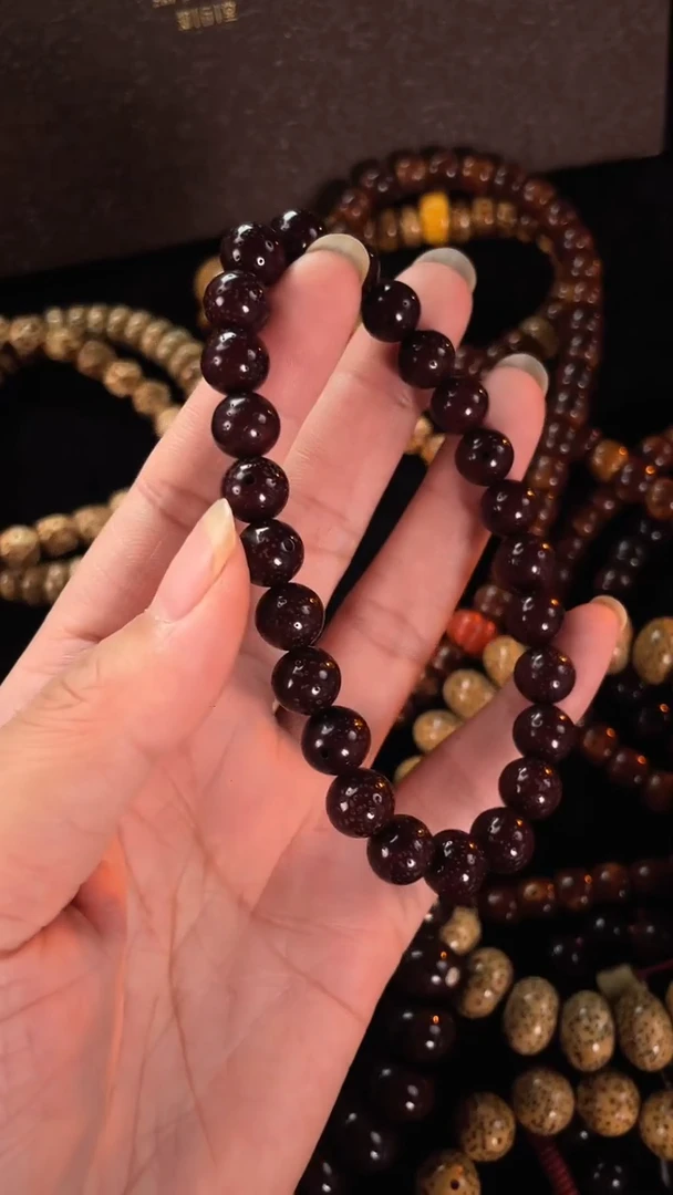 星月菩提手串朱砂供正圆银标款手串9