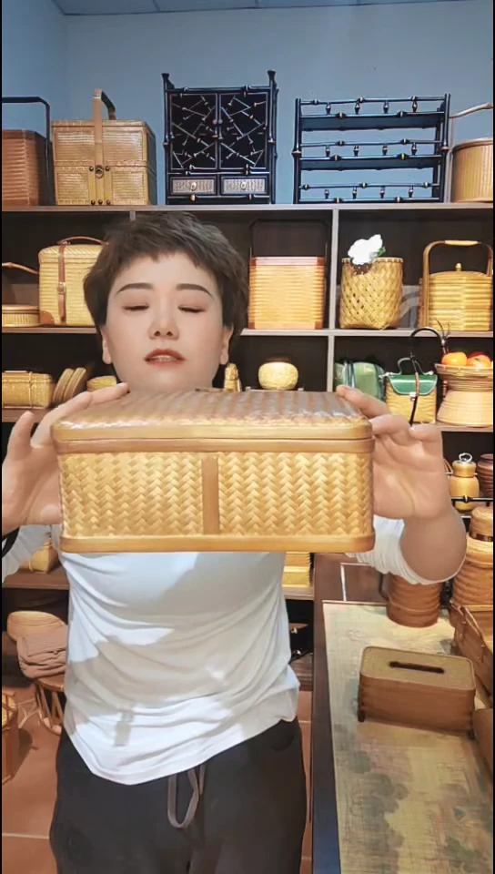 金竹方形收纳盒茶饼盒