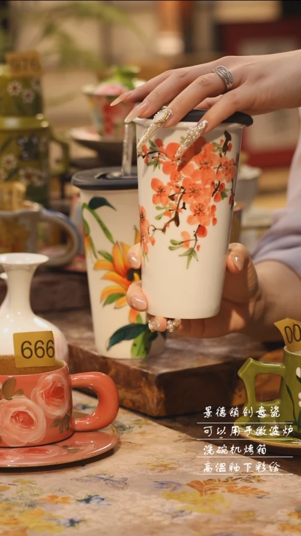 陶瓷景德镇高温手绘釉下彩设计师款式