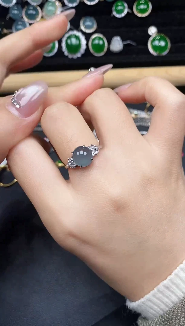 银S925镶嵌戒指翡翠77888