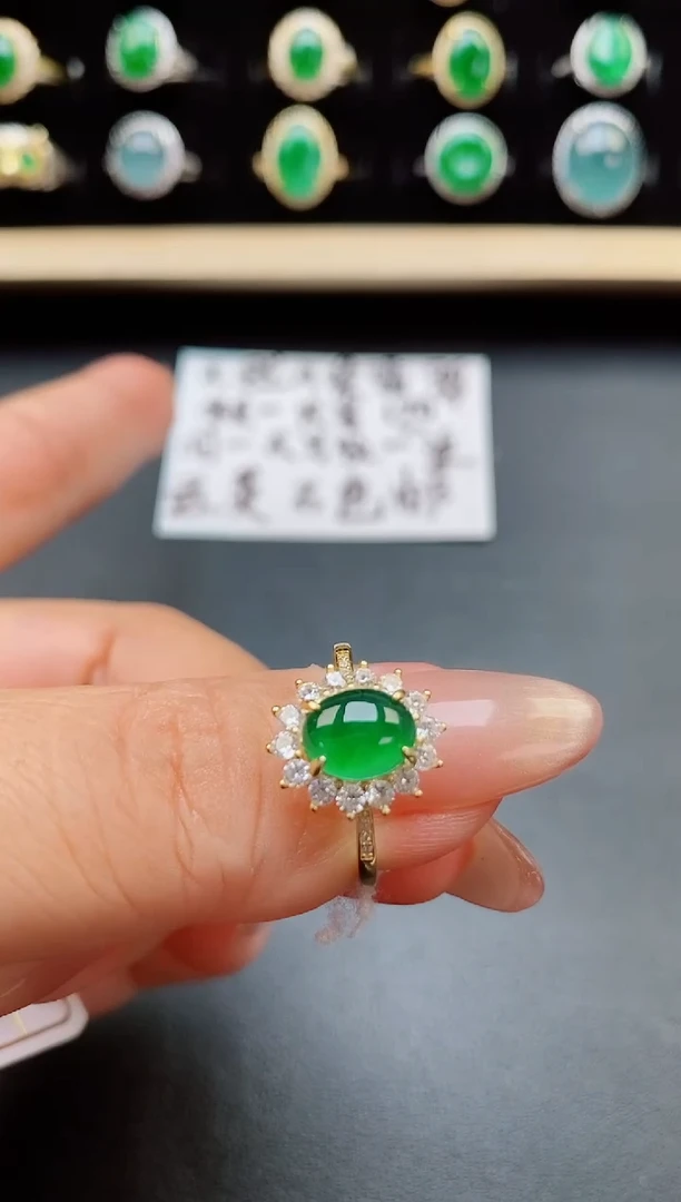 翡翠戒指银S925镶嵌321312