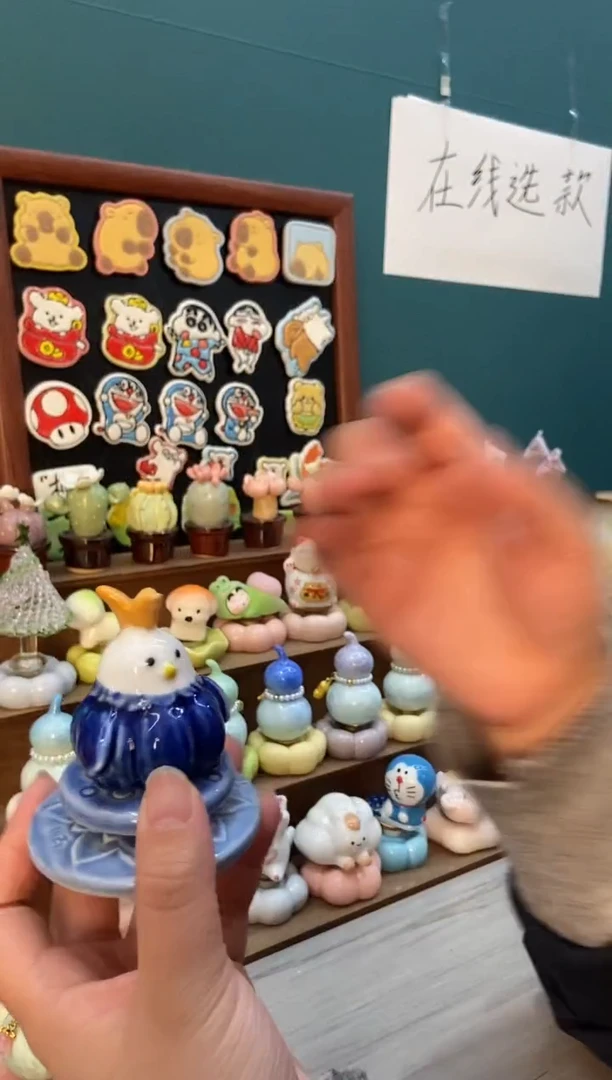 摆件陶蓝色蒜鸟双层底座景德镇陶瓷1个装