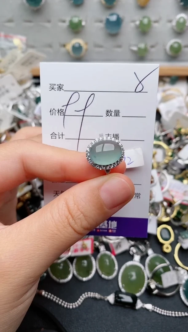 翡翠戒指银S925镶嵌.9135