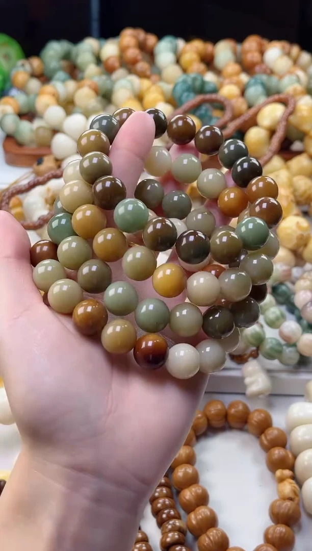 手串菩提根/象牙果c54玉化圆珠12瑕疵不补随机