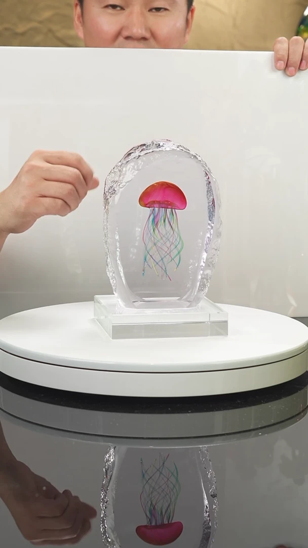 【闪购商品】摆件福利金红水母摆件大号带底座