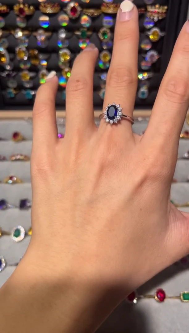 【闪购商品】蓝宝石戒指银S925镶嵌491563456