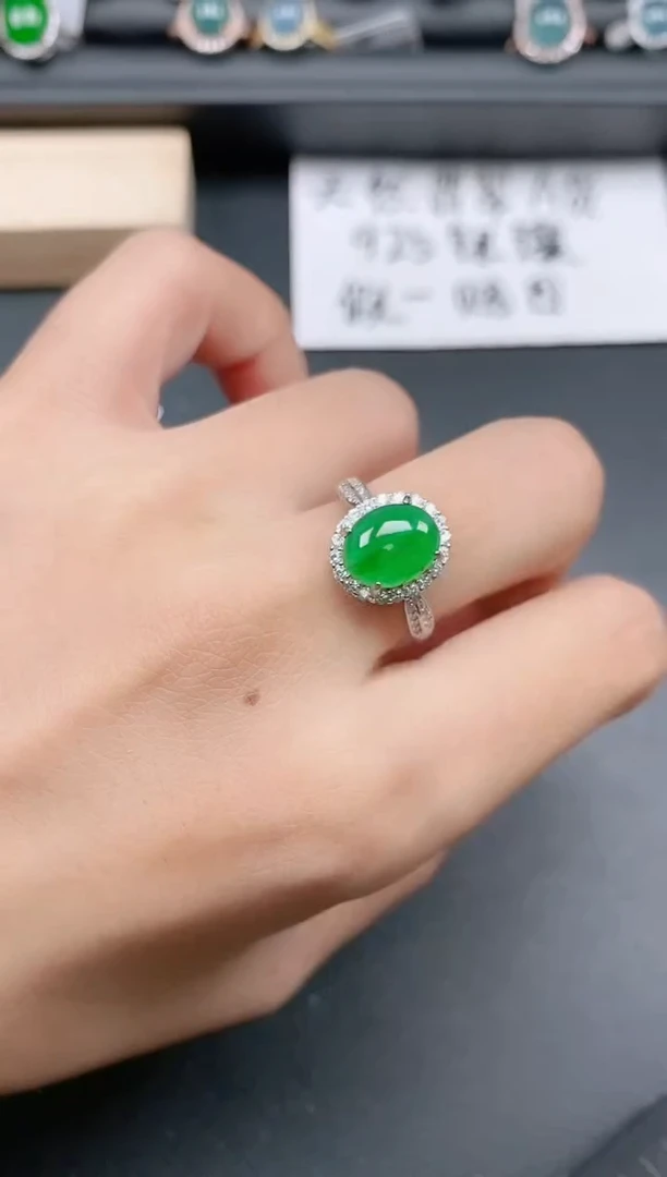 银S925镶嵌戒指翡翠111
