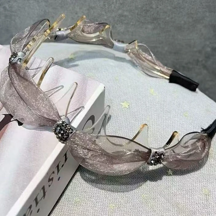 【雪糕】T1863 精致欧根纱发箍（雪糕戴的灰紫色）