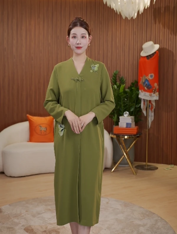 【七景超级太太】2025春季高定气质轻奢时尚连衣裙   SL25086