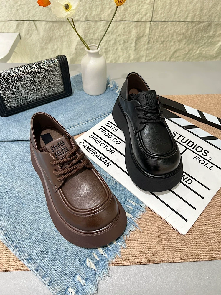 欧货乐福鞋女2025春季新款百搭英伦风小皮鞋内增高女鞋黑色单鞋潮